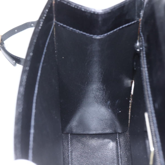 PRADA Hand Bag Leather 2way Black Gold Auth gh1488