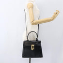 PRADA Hand Bag Leather 2way Black Gold Auth gh1488-26