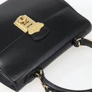 PRADA Hand Bag Leather 2way Black Gold Auth gh1488-6