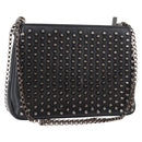 Christian Louboutin Studs Chain Shoulder Bag Leather Black Silver Auth gh1489-1