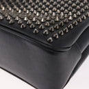 Christian Louboutin Studs Chain Shoulder Bag Leather Black Silver Auth gh1489-14