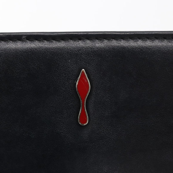 Christian Louboutin Studs Chain Shoulder Bag Leather Black Silver Auth gh1489