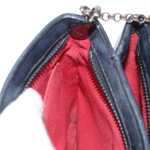 Christian Louboutin Studs Chain Shoulder Bag Leather Black Silver Auth gh1489