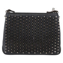 Christian Louboutin Studs Chain Shoulder Bag Leather Black Silver Auth gh1489-13