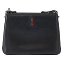 Christian Louboutin Studs Chain Shoulder Bag Leather Black Silver Auth gh1489-2