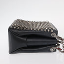 Christian Louboutin Studs Chain Shoulder Bag Leather Black Silver Auth gh1489-3