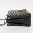 Christian Louboutin Studs Chain Shoulder Bag Leather Black Silver Auth gh1489-4