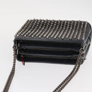 Christian Louboutin Studs Chain Shoulder Bag Leather Black Silver Auth gh1489-6