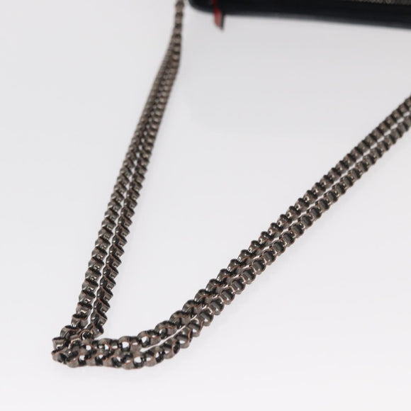 Christian Louboutin Studs Chain Shoulder Bag Leather Black Silver Auth gh1489