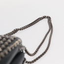 Christian Louboutin Studs Chain Shoulder Bag Leather Black Silver Auth gh1489-8