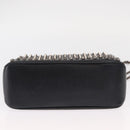 Christian Louboutin Studs Chain Shoulder Bag Leather Black Silver Auth gh1489-5