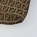 FENDI Zucchino Canvas Mamma Baguette Shoulder Bag Brown Gold Auth gh1492-15