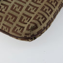 FENDI Zucchino Canvas Mamma Baguette Shoulder Bag Brown Gold Auth gh1492-13