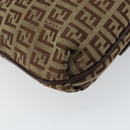 FENDI Zucchino Canvas Mamma Baguette Shoulder Bag Brown Gold Auth gh1492-18