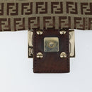 FENDI Zucchino Canvas Mamma Baguette Shoulder Bag Brown Gold Auth gh1492-20
