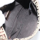 FENDI Zucchino Canvas Mamma Baguette Shoulder Bag Brown Gold Auth gh1492-11