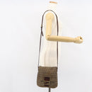 FENDI Zucchino Canvas Mamma Baguette Shoulder Bag Brown Gold Auth gh1492-25