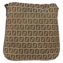 FENDI Zucchino Canvas Mamma Baguette Shoulder Bag Brown Gold Auth gh1492-2