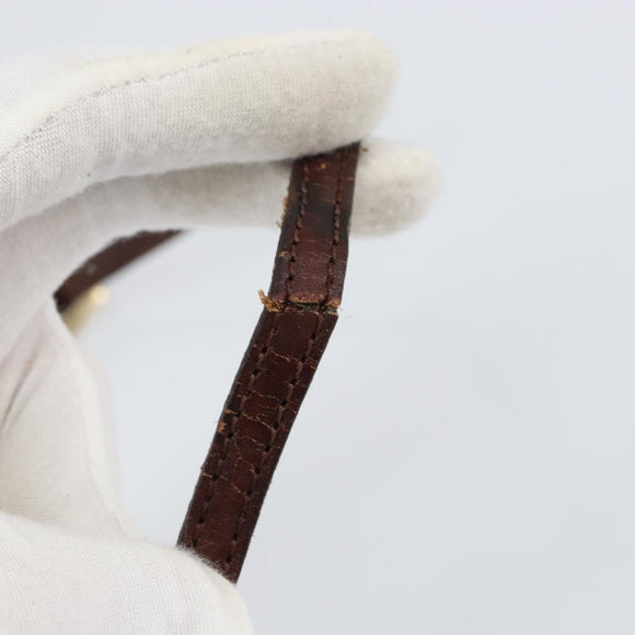 FENDI Zucchino Canvas Mamma Baguette Shoulder Bag Brown Gold Auth gh1492