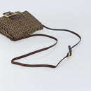 FENDI Zucchino Canvas Mamma Baguette Shoulder Bag Brown Gold Auth gh1492-8