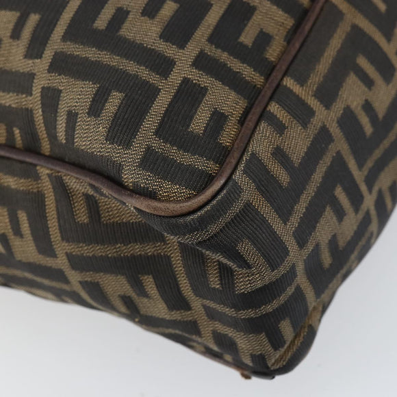 FENDI Zucca Canvas Hand Bag Black Brown Auth gh1494