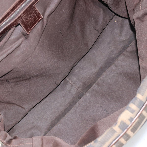 FENDI Zucca Canvas Hand Bag Black Brown Auth gh1494