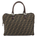 FENDI Zucca Canvas Hand Bag Black Brown Auth gh1494-2