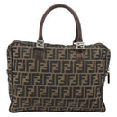 FENDI Zucca Canvas Hand Bag Black Brown Auth gh1494-3