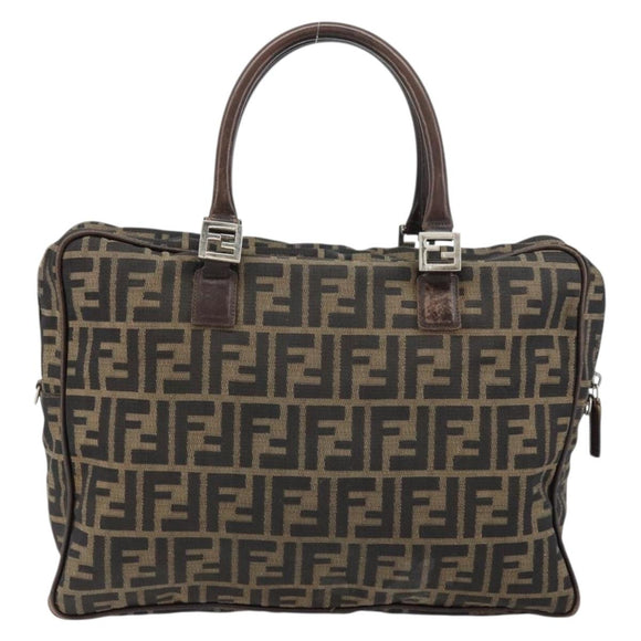 FENDI Zucca Canvas Hand Bag Black Brown Auth gh1494
