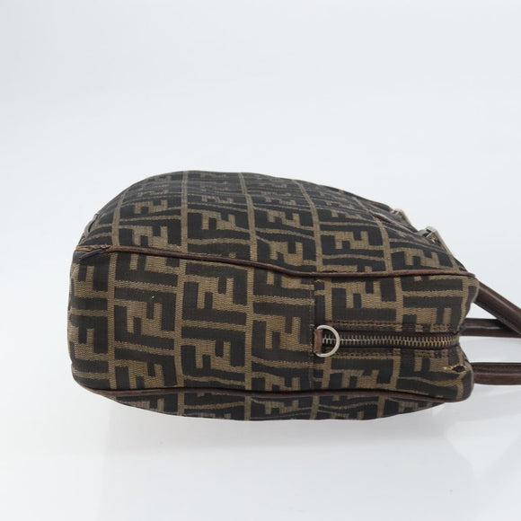 FENDI Zucca Canvas Hand Bag Black Brown Auth gh1494