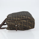 FENDI Zucca Canvas Hand Bag Black Brown Auth gh1494-5