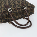 FENDI Zucca Canvas Hand Bag Black Brown Auth gh1494-7