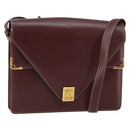 CARTIER Must Line Shoulder Bag Leather Bordeaux Gold Auth gh1495-1
