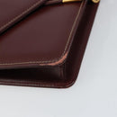 CARTIER Must Line Shoulder Bag Leather Bordeaux Gold Auth gh1495-10