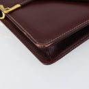 CARTIER Must Line Shoulder Bag Leather Bordeaux Gold Auth gh1495-11