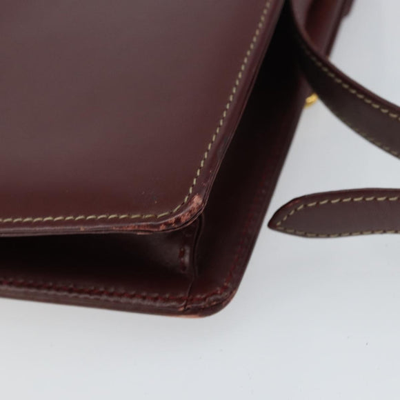 CARTIER Must Line Shoulder Bag Leather Bordeaux Gold Auth gh1495
