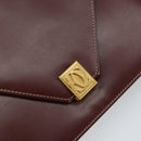 CARTIER Must Line Shoulder Bag Leather Bordeaux Gold Auth gh1495-14