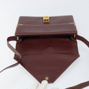 CARTIER Must Line Shoulder Bag Leather Bordeaux Gold Auth gh1495-15