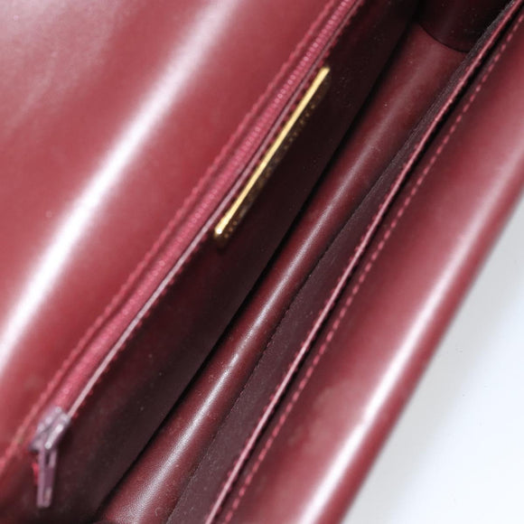 CARTIER Must Line Shoulder Bag Leather Bordeaux Gold Auth gh1495