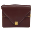 CARTIER Must Line Shoulder Bag Leather Bordeaux Gold Auth gh1495-2