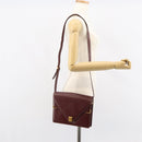 CARTIER Must Line Shoulder Bag Leather Bordeaux Gold Auth gh1495-23