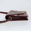 CARTIER Must Line Shoulder Bag Leather Bordeaux Gold Auth gh1495-5
