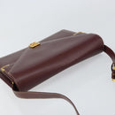 CARTIER Must Line Shoulder Bag Leather Bordeaux Gold Auth gh1495-6