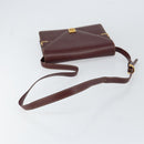 CARTIER Must Line Shoulder Bag Leather Bordeaux Gold Auth gh1495-7