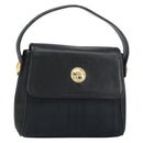 Burberrys Nova Check Hand Bag Leather Canvas Black Gold Auth gh1496-1