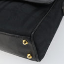 Burberrys Nova Check Hand Bag Leather Canvas Black Gold Auth gh1496-9