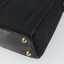 Burberrys Nova Check Hand Bag Leather Canvas Black Gold Auth gh1496-15