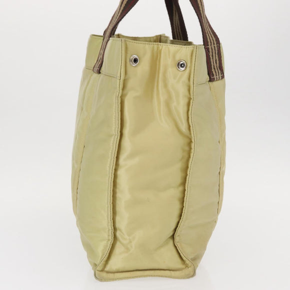 BURBERRY Blue Label Tote Bag Nylon Silver Beige Auth gh1498