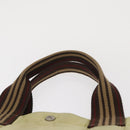 BURBERRY Blue Label Tote Bag Nylon Silver Beige Auth gh1498-8