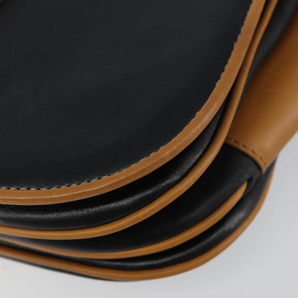 CELINE Shoulder Bag Leather Black Gold Auth gh1499